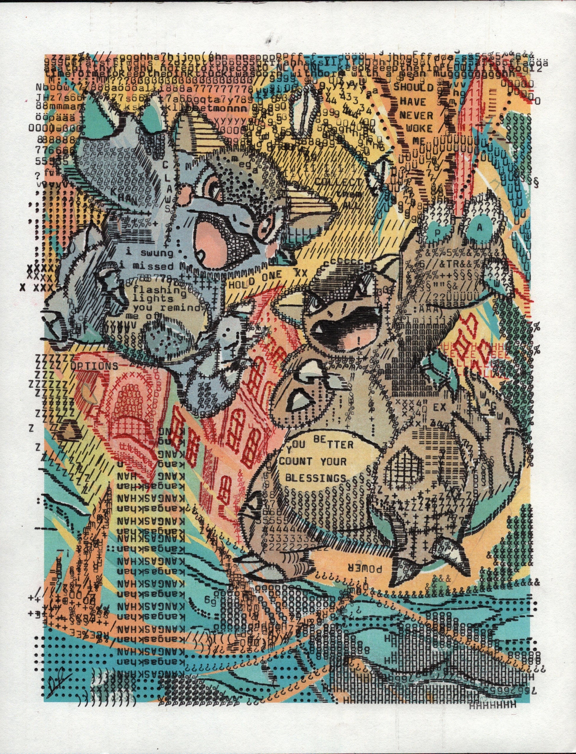 Kangaskhan original typewriter artwork by Degen Poet
