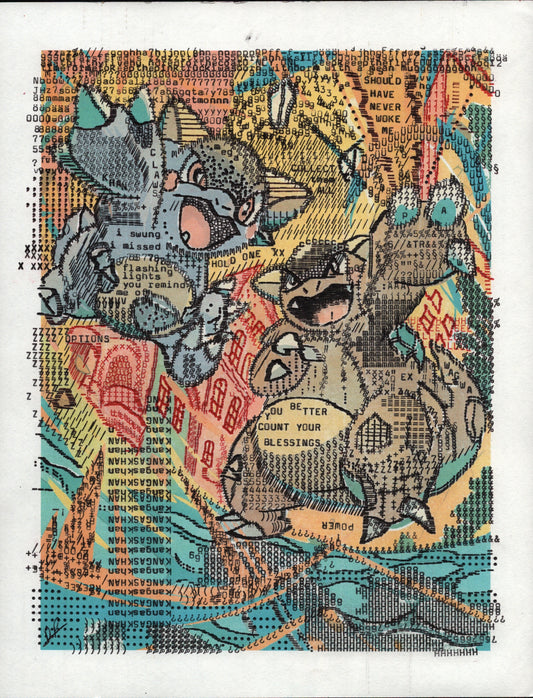 Kangaskhan original typewriter artwork