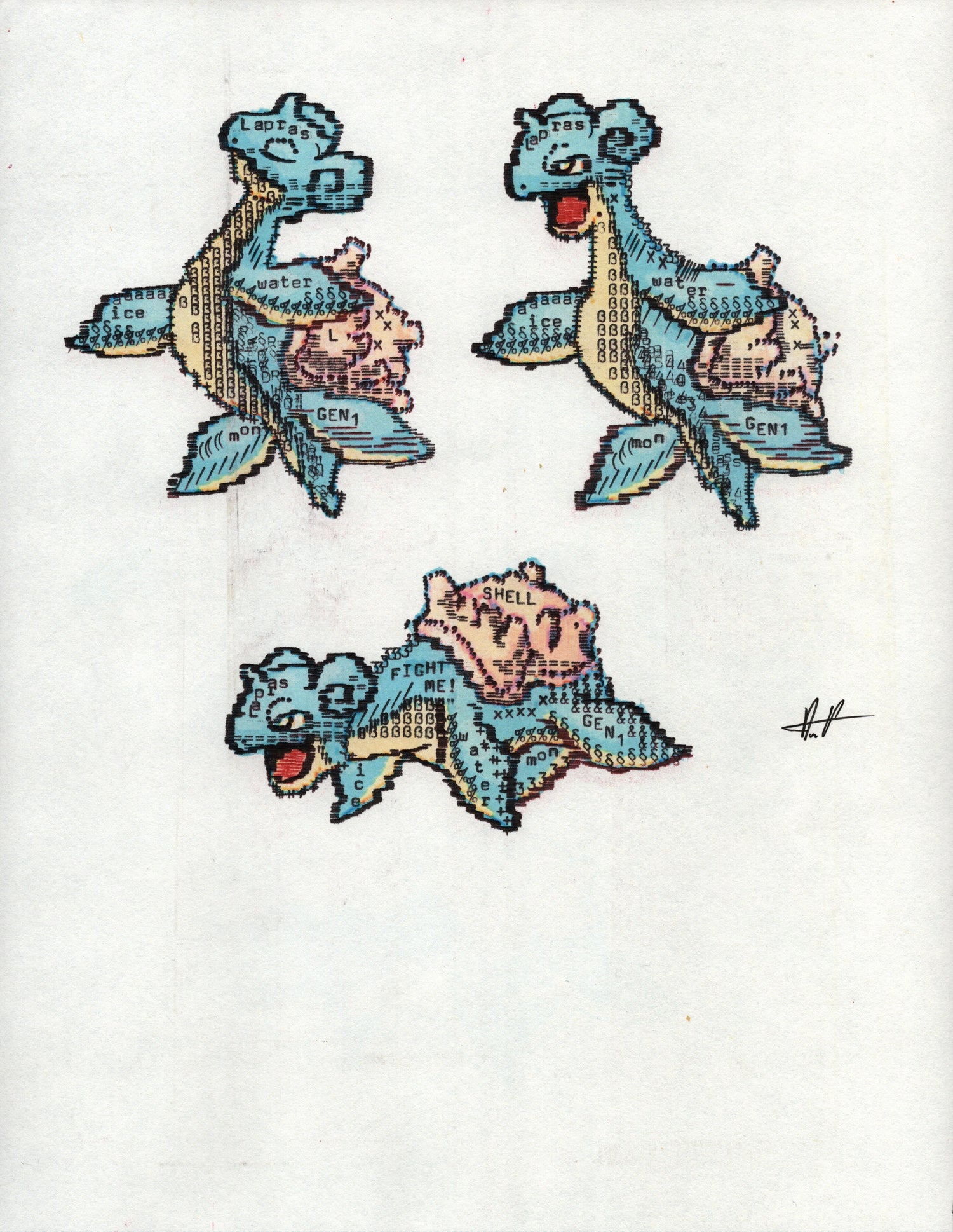 Lapras original typewriter artwork