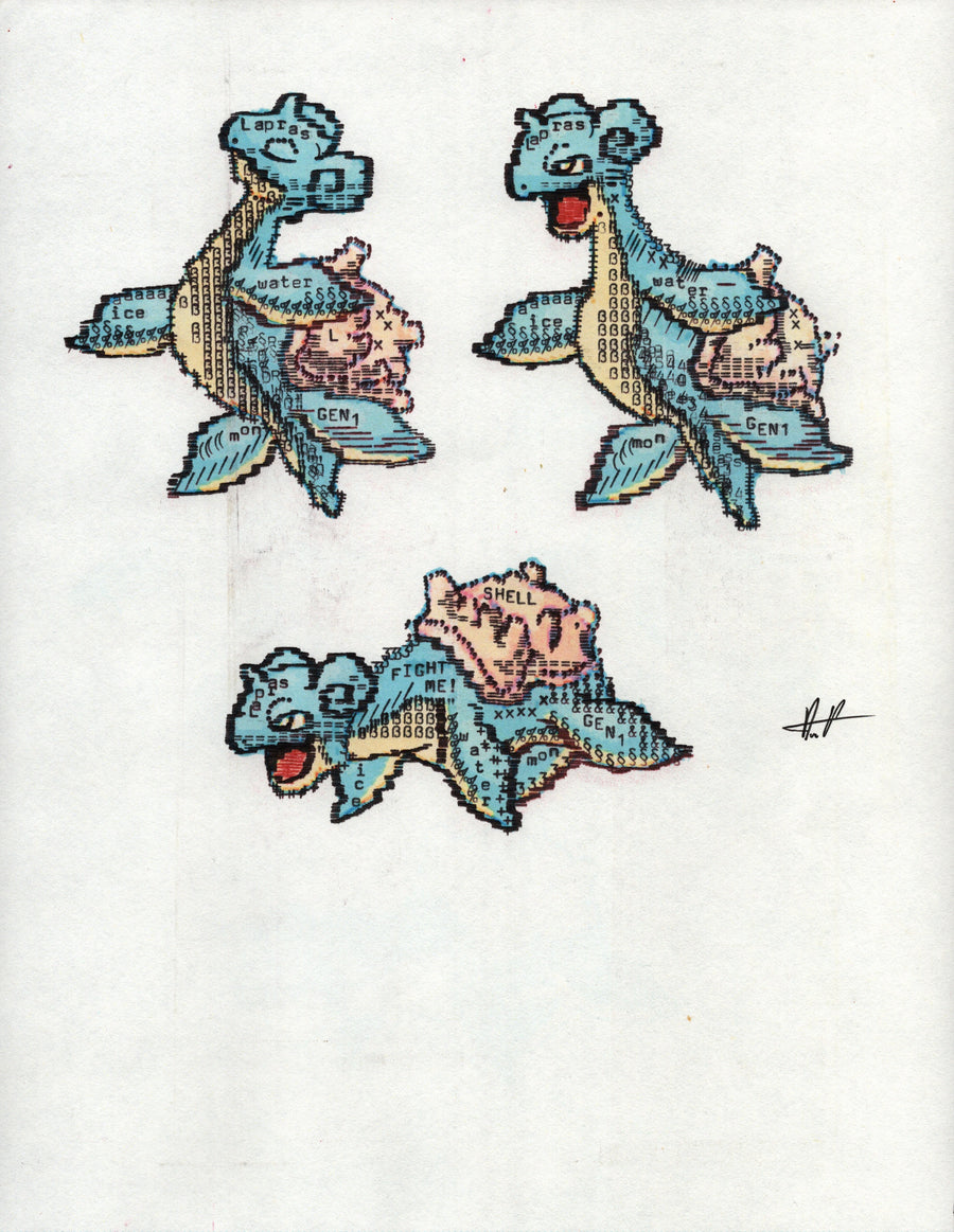 Lapras original typewriter artwork by Degen Poet