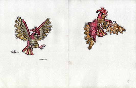 Pidgeotto original typewriter artwork