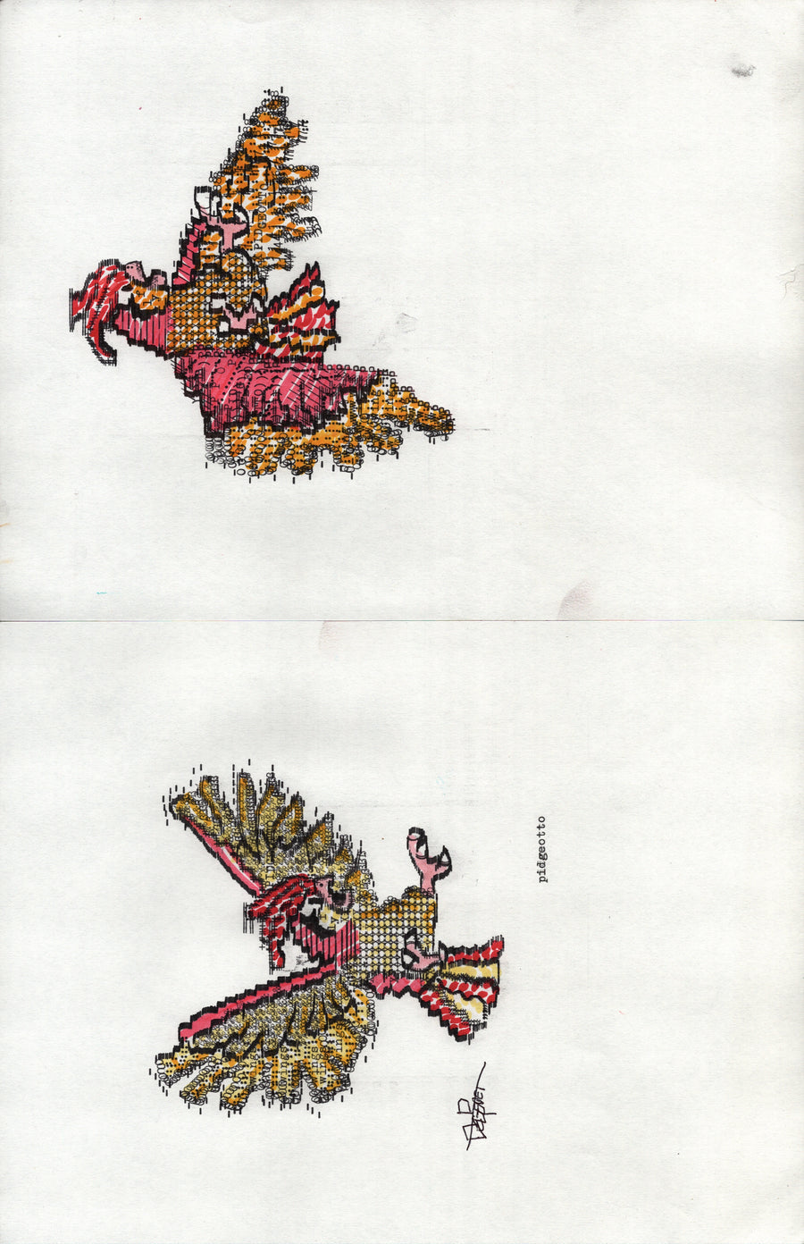 Pidgeotto original typewriter artwork by Degen Poet