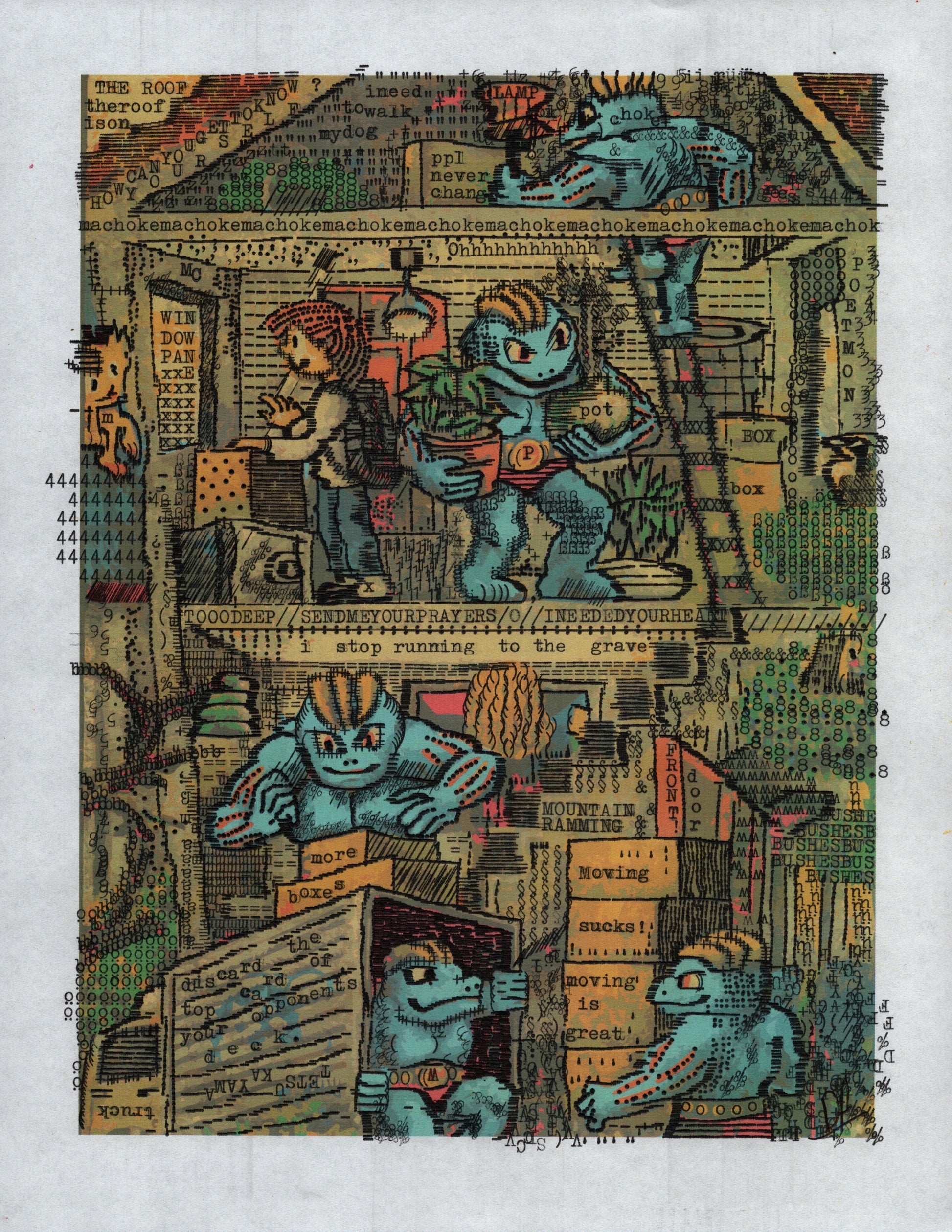 Machoke original typewriter artwork by Degen Poet
