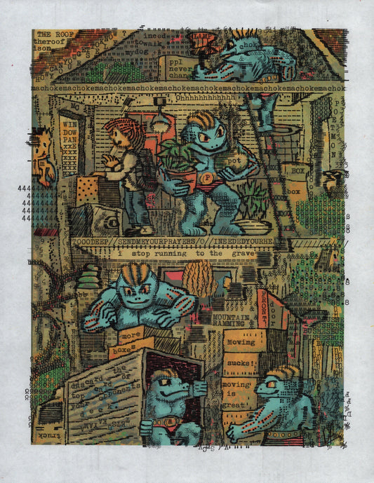 Machoke original typewriter artwork