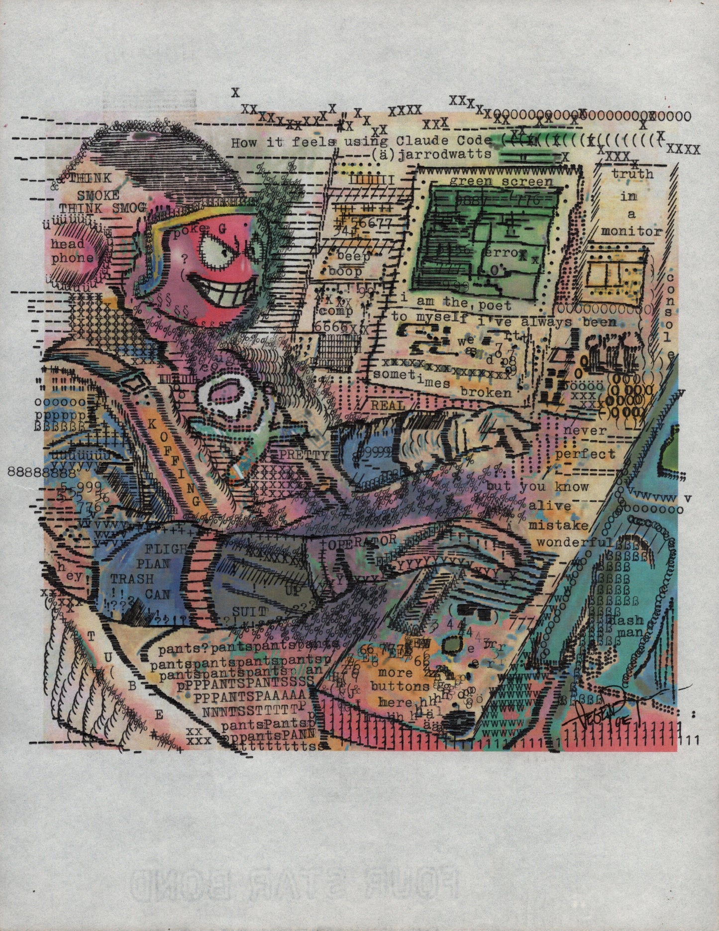 Koffing original typewriter artwork by Degen Poet