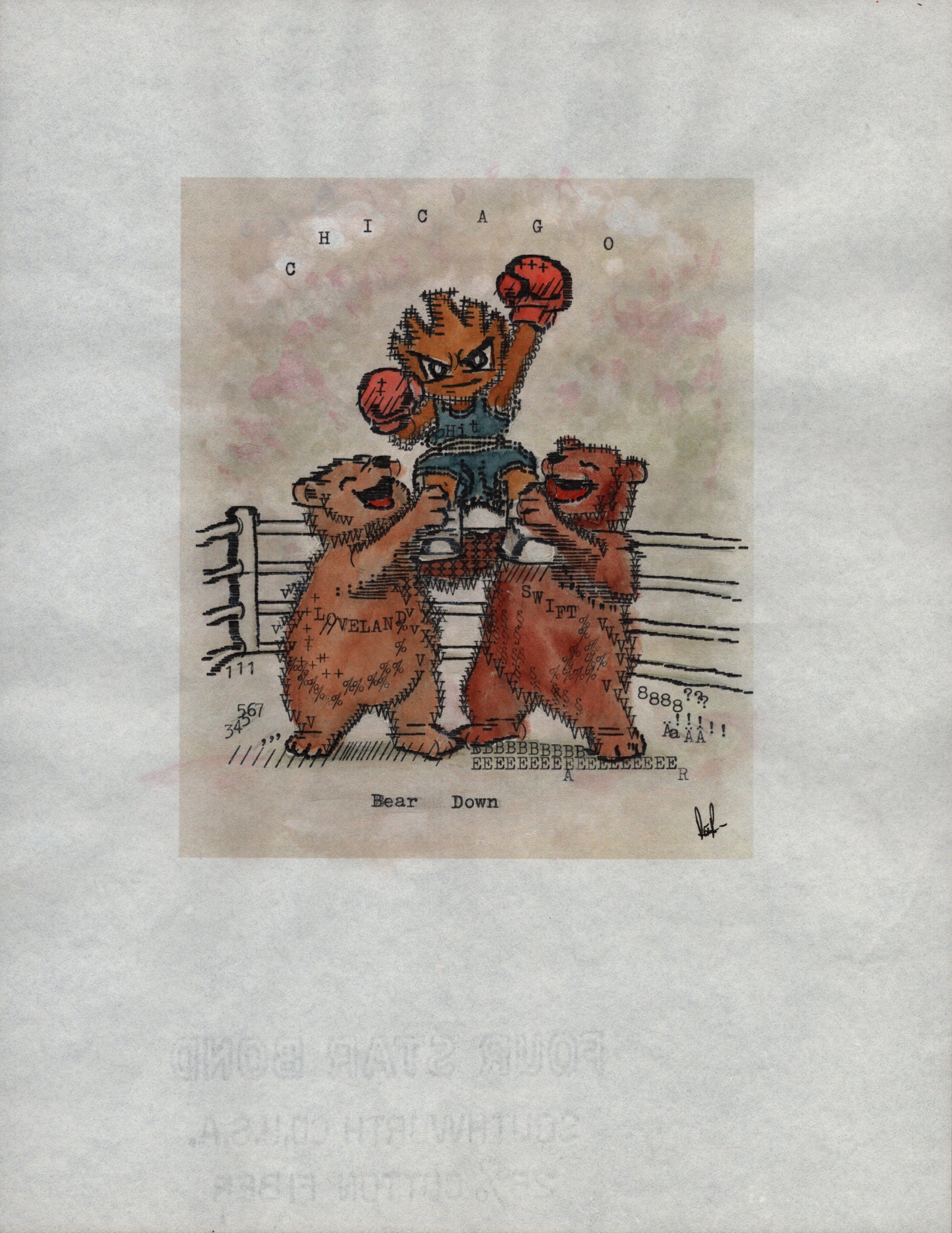Hitmonchan original typewriter artwork by Degen Poet
