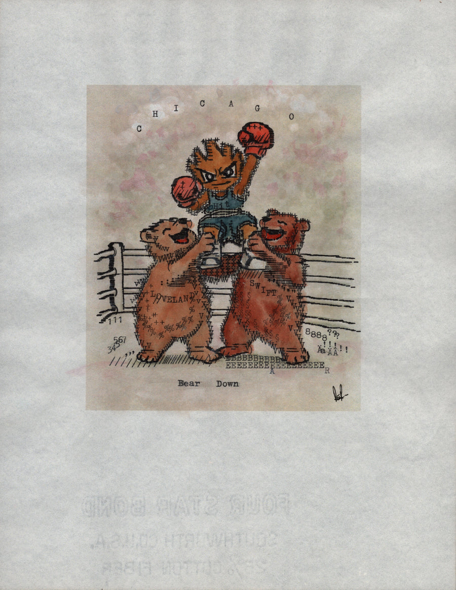 Hitmonchan original typewriter artwork by Degen Poet