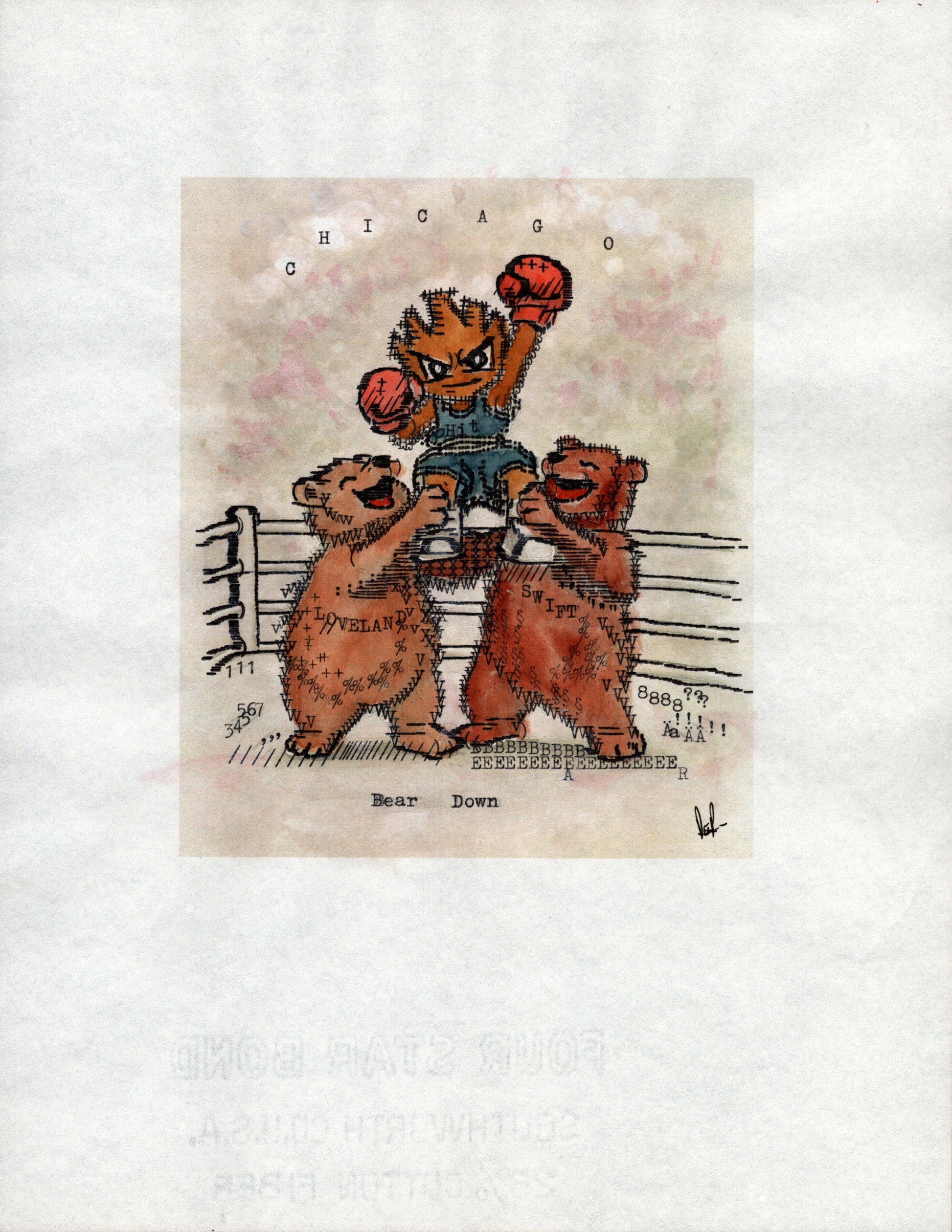 Hitmonchan original typewriter artwork