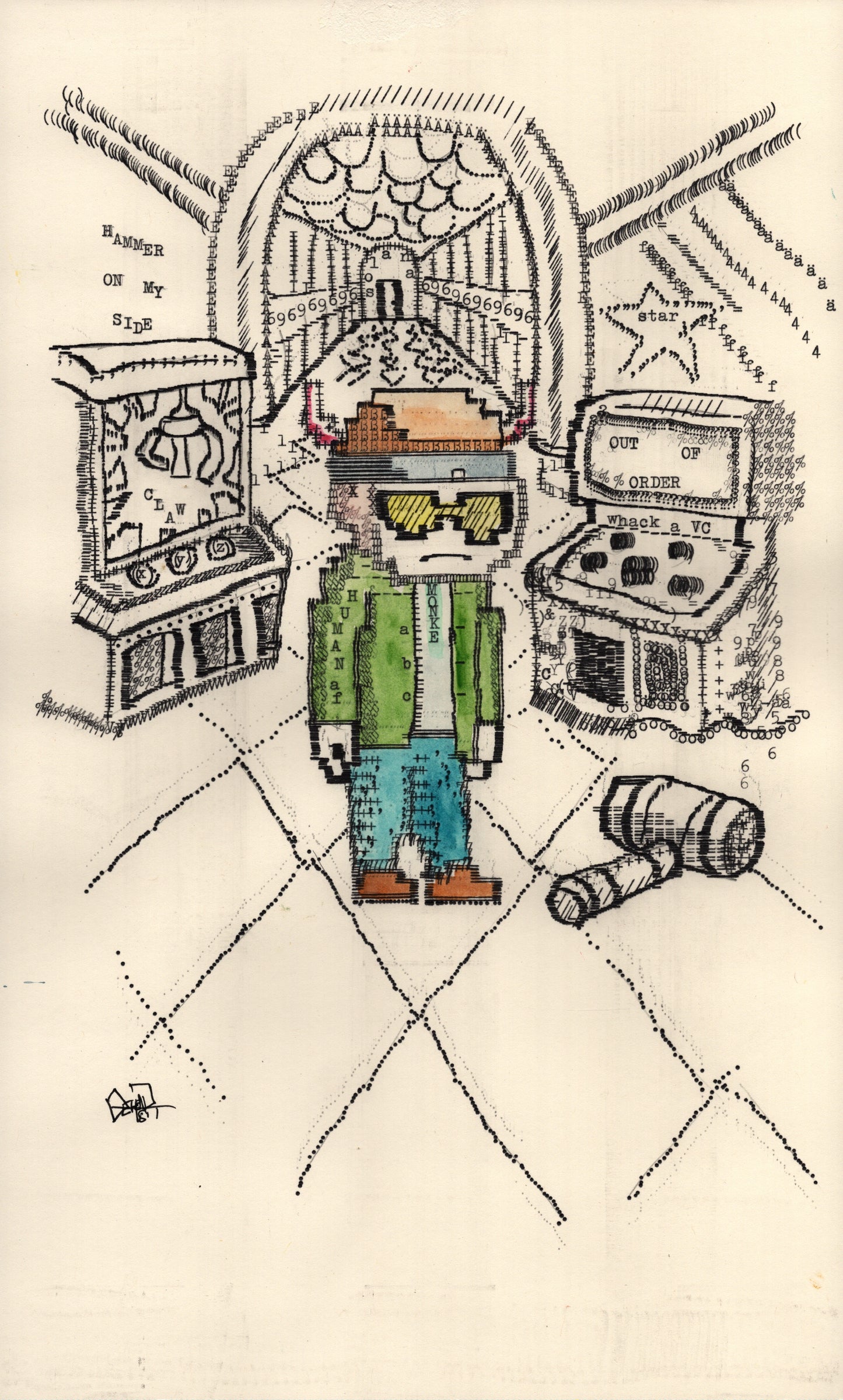 Tunnel Vision original typewriter artwork by Degen Poet