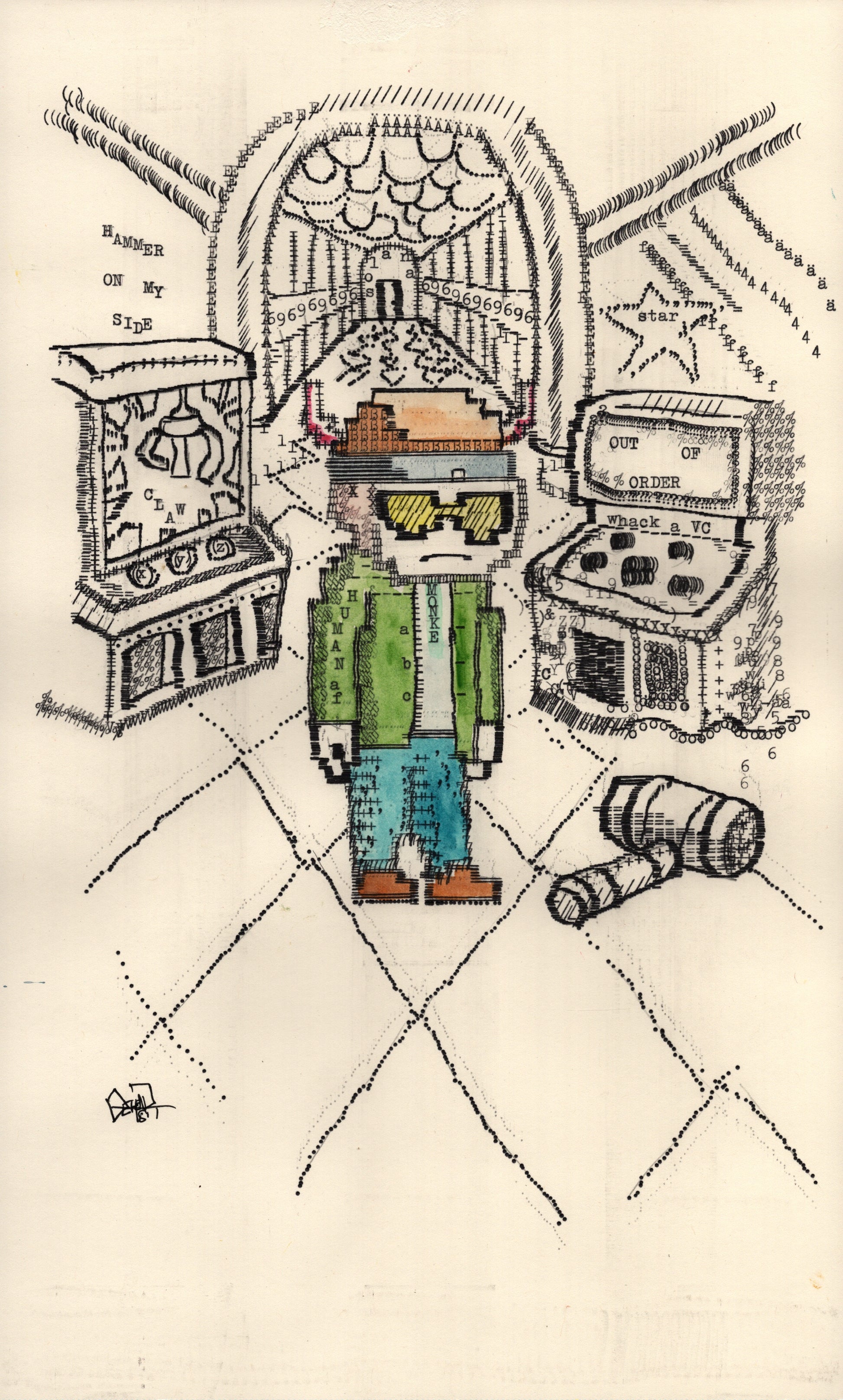 Tunnel Vision original typewriter artwork by Degen Poet