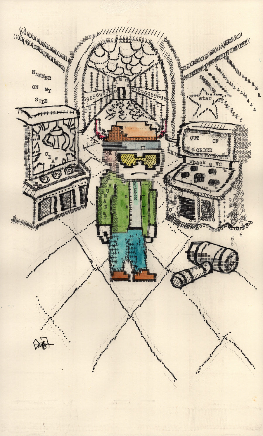 Tunnel Vision original typewriter artwork by Degen Poet