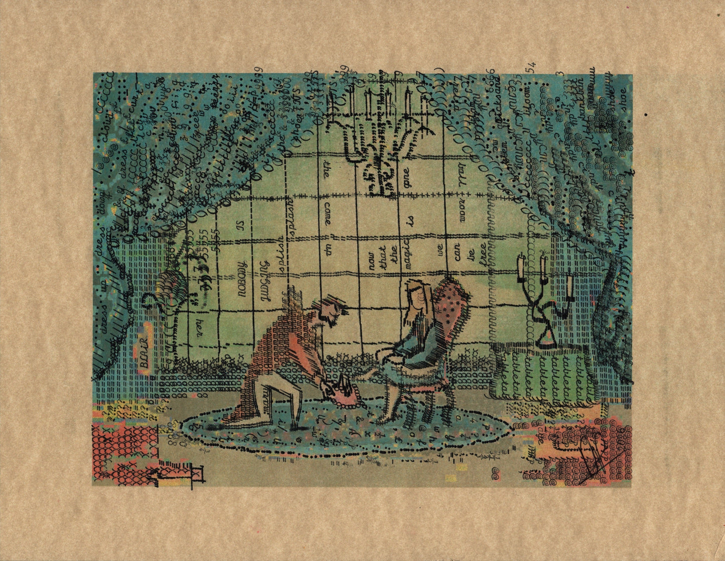 Dress-up original typewriter artwork by Degen Poet