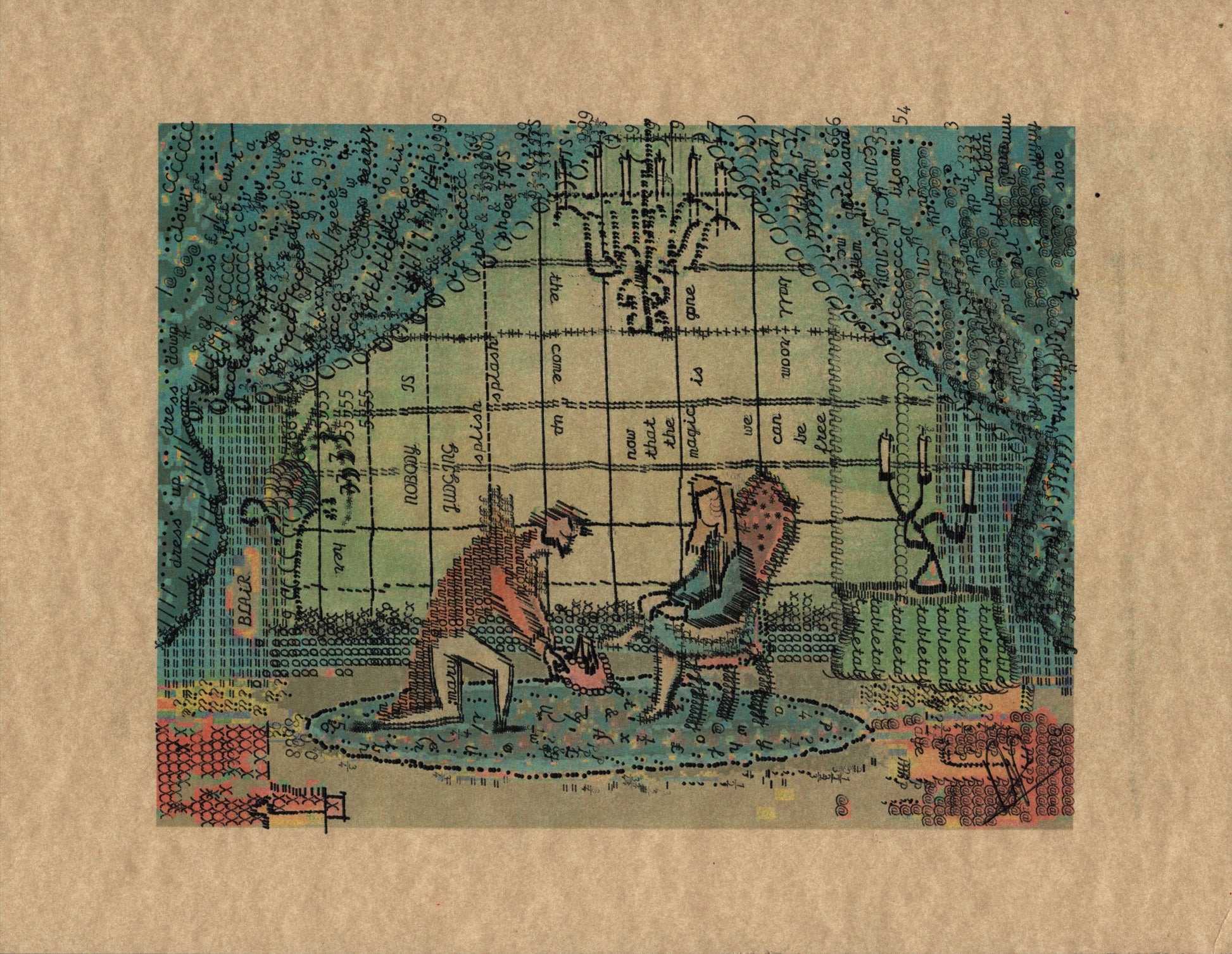 Dress-up original typewriter artwork by Degen Poet