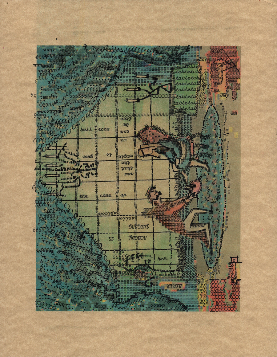 Dress-up original typewriter artwork by Degen Poet
