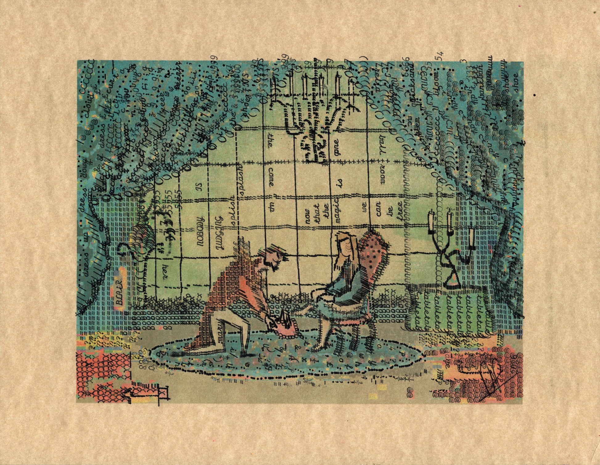 Dress-up original typewriter artwork