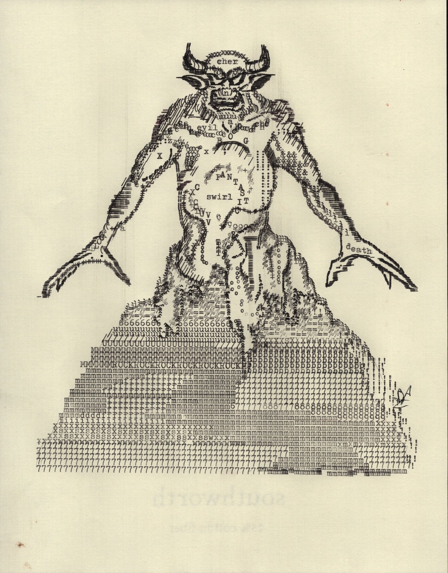 Chernabog original typewriter artwork