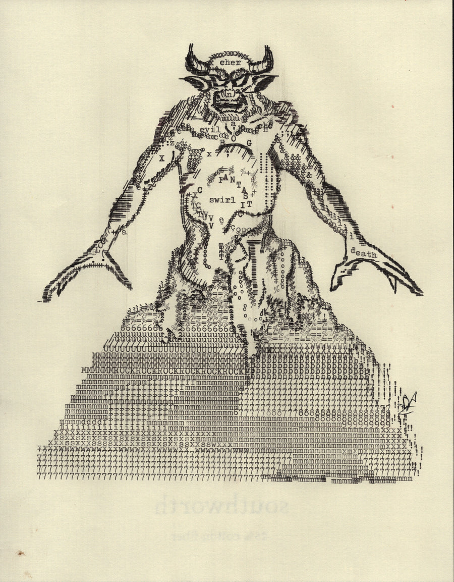 Chernabog original typewriter artwork by Degen Poet