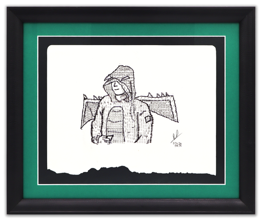 Black Dragon Toly original typewriter artwork by Degen Poet