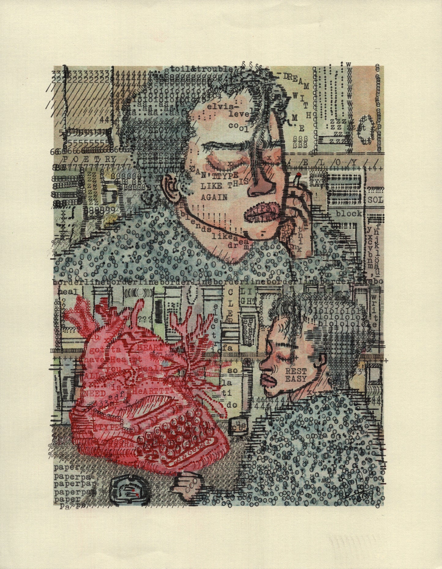 Eloy original typewriter artwork by Degen Poet