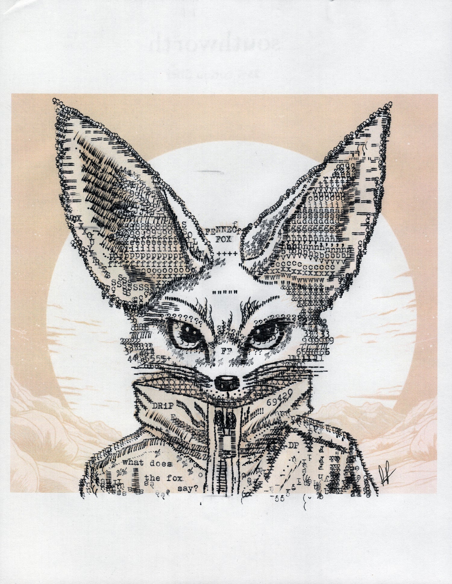 Fennec original typewriter artwork by Degen Poet