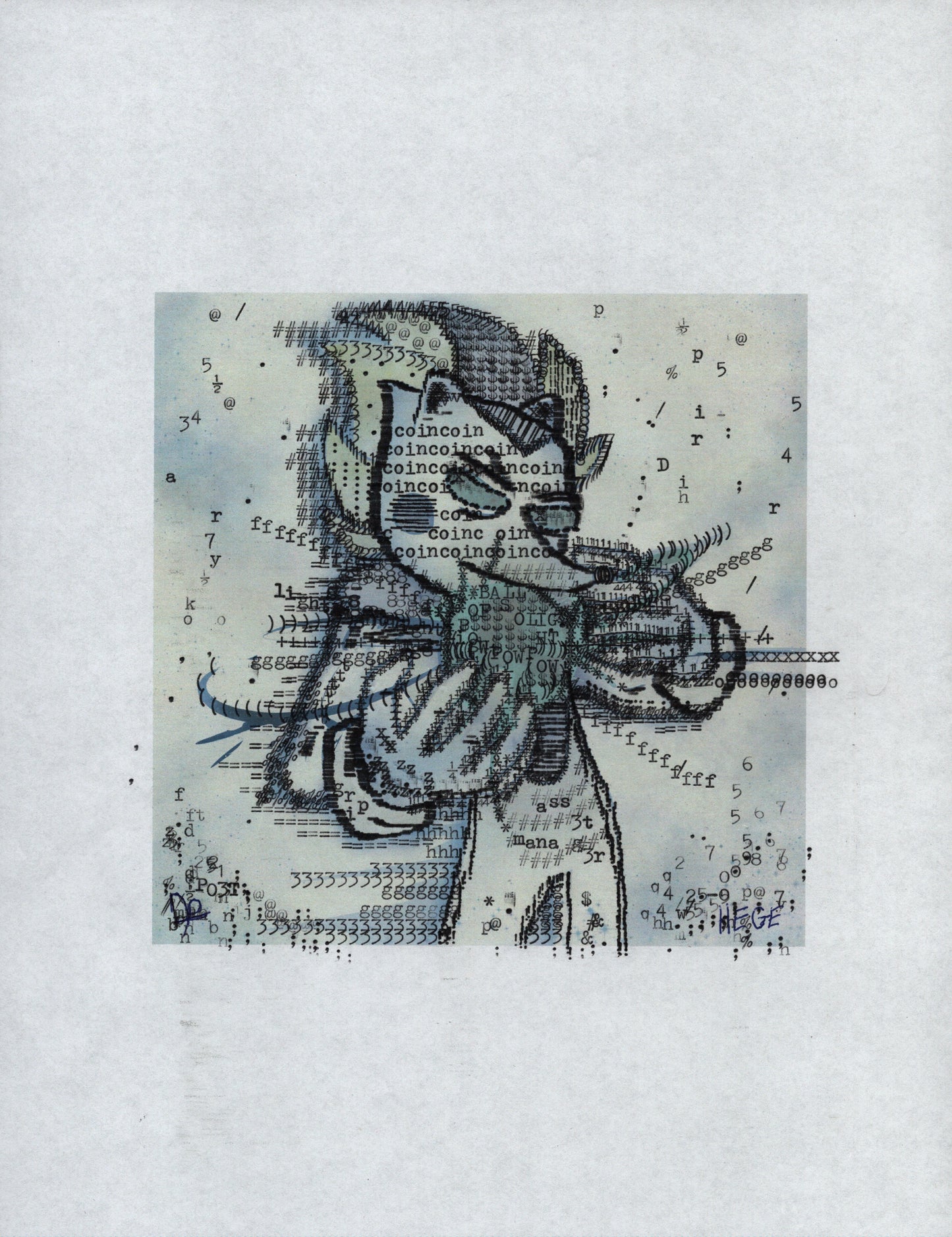 Hedgecoin original typewriter artwork by Degen Poet