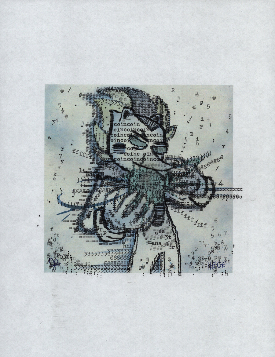 Hedgecoin original typewriter artwork by Degen Poet