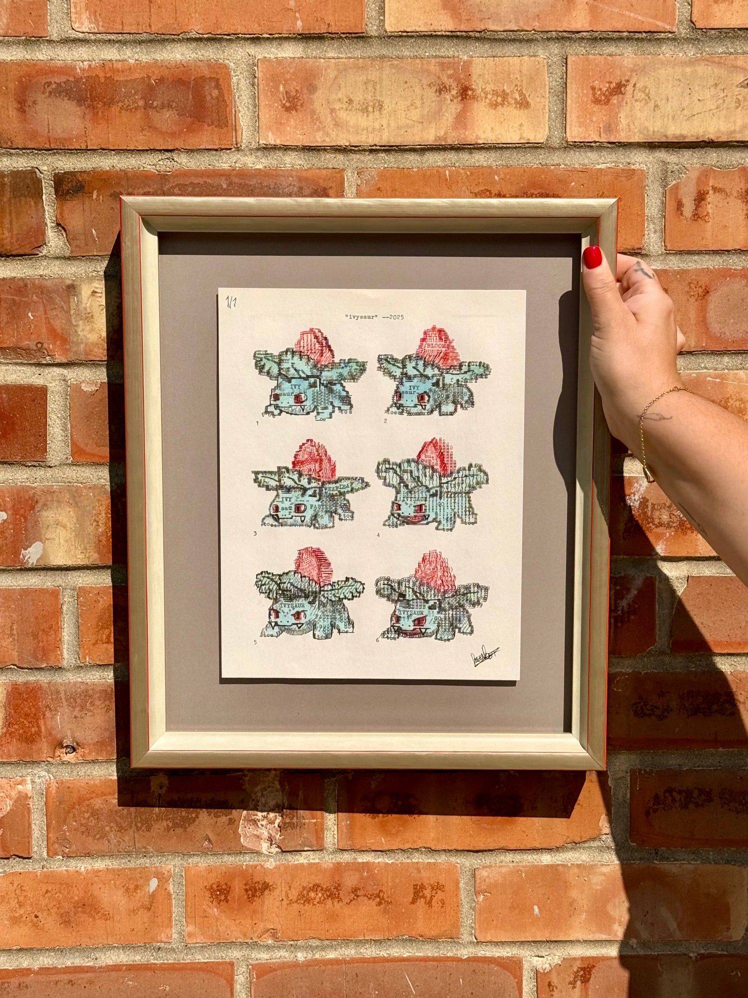 Ivysaur original typewriter artwork by Degen Poet