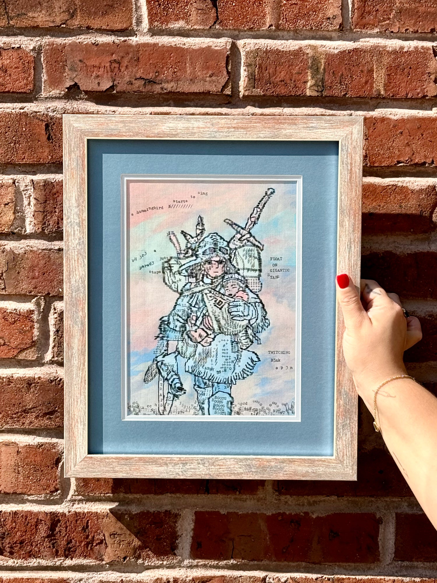 Gigantic Hummingbird original typewriter artwork by Degen Poet