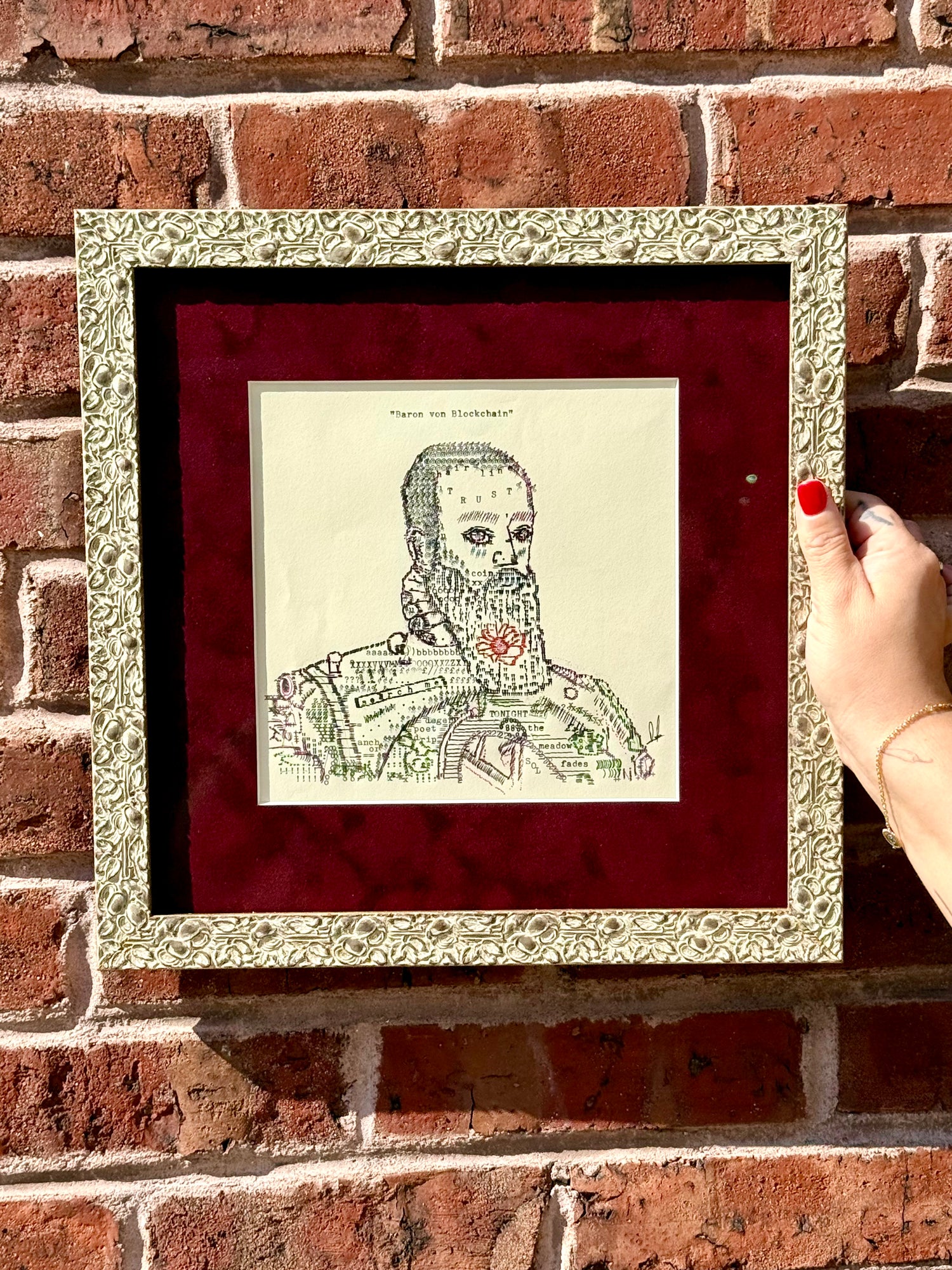 Baron von Block Chain original typewriter artwork by Degen Poet