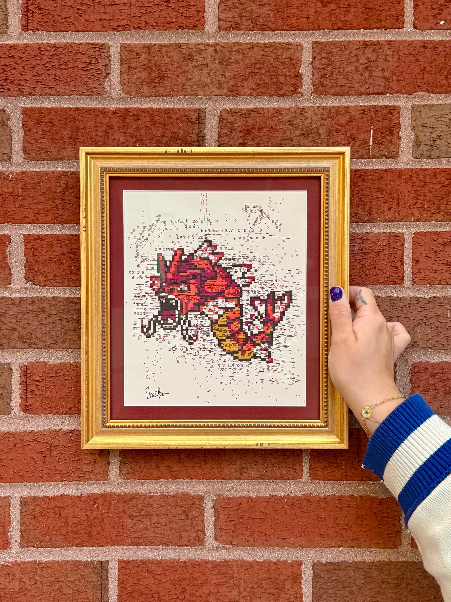 Gyarados original typewriter artwork by Degen Poet