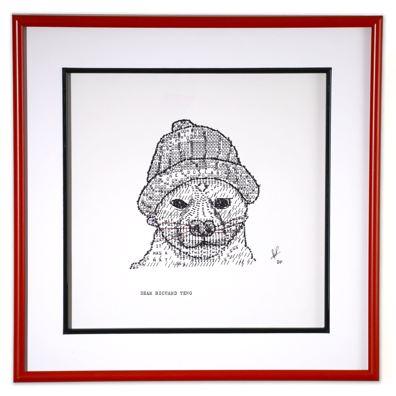 Dog Wif Hat original typewriter artwork by Degen Poet