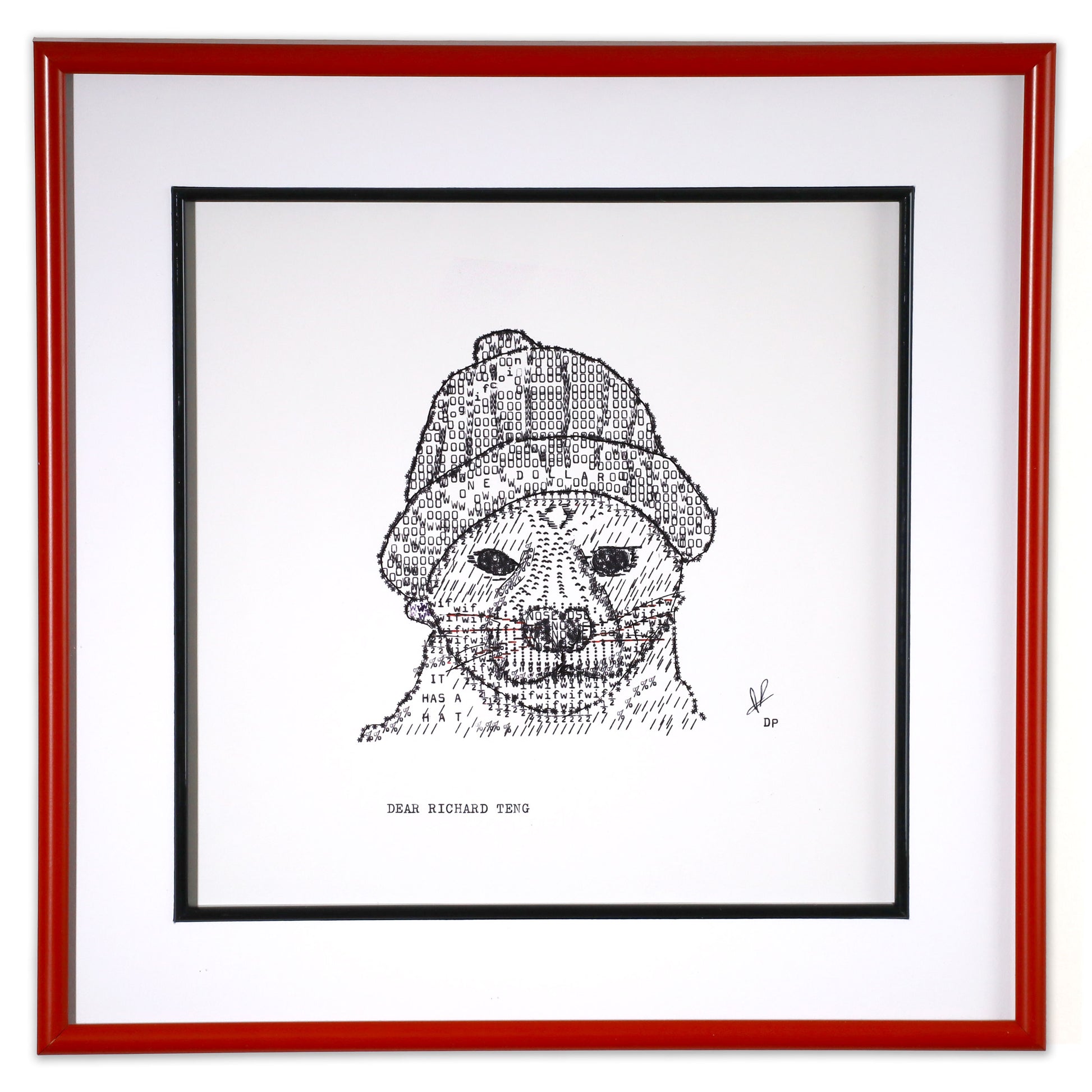 Dog Wif Hat original typewriter artwork by Degen Poet