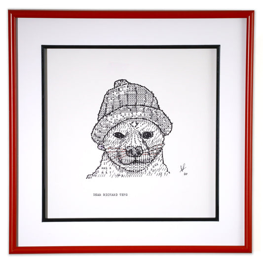 Dog Wif Hat original typewriter artwork by Degen Poet
