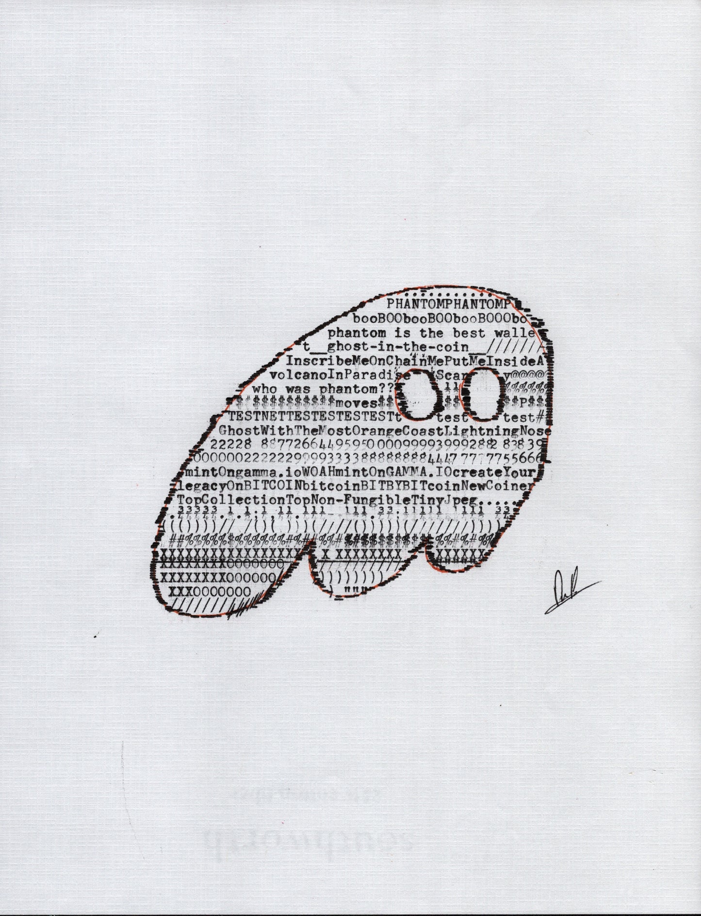 Phantom Collab original typewriter artwork by Degen Poet