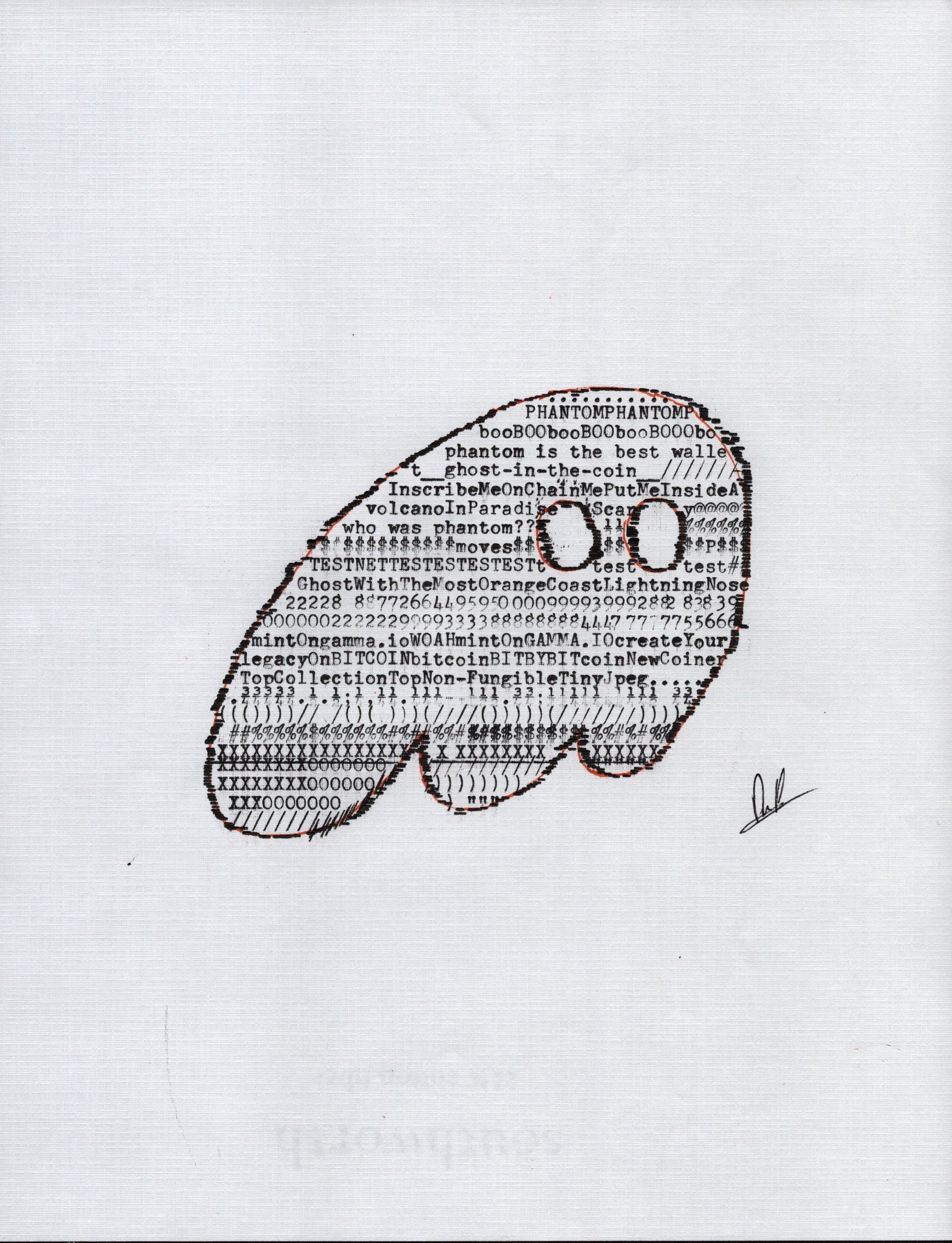 Phantom Collab original typewriter artwork by Degen Poet