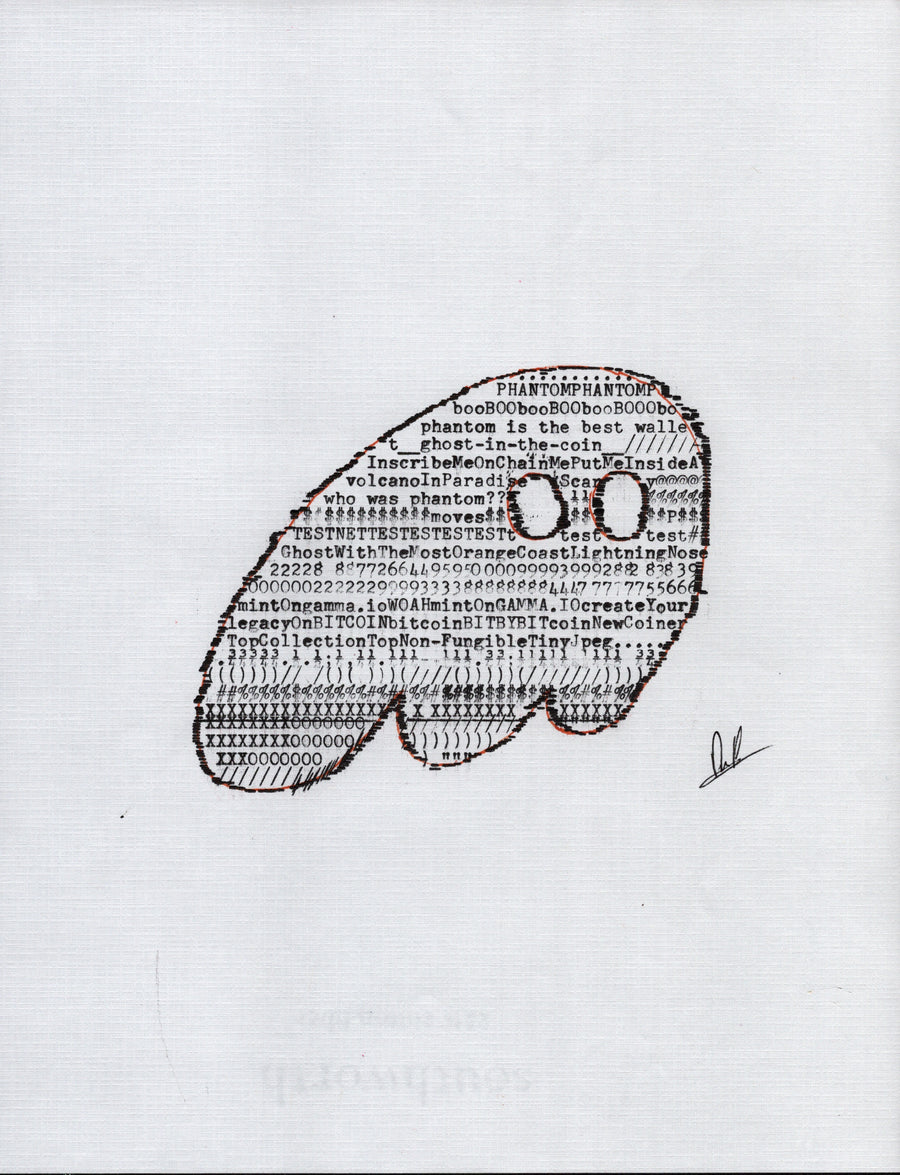 Phantom Collab original typewriter artwork by Degen Poet