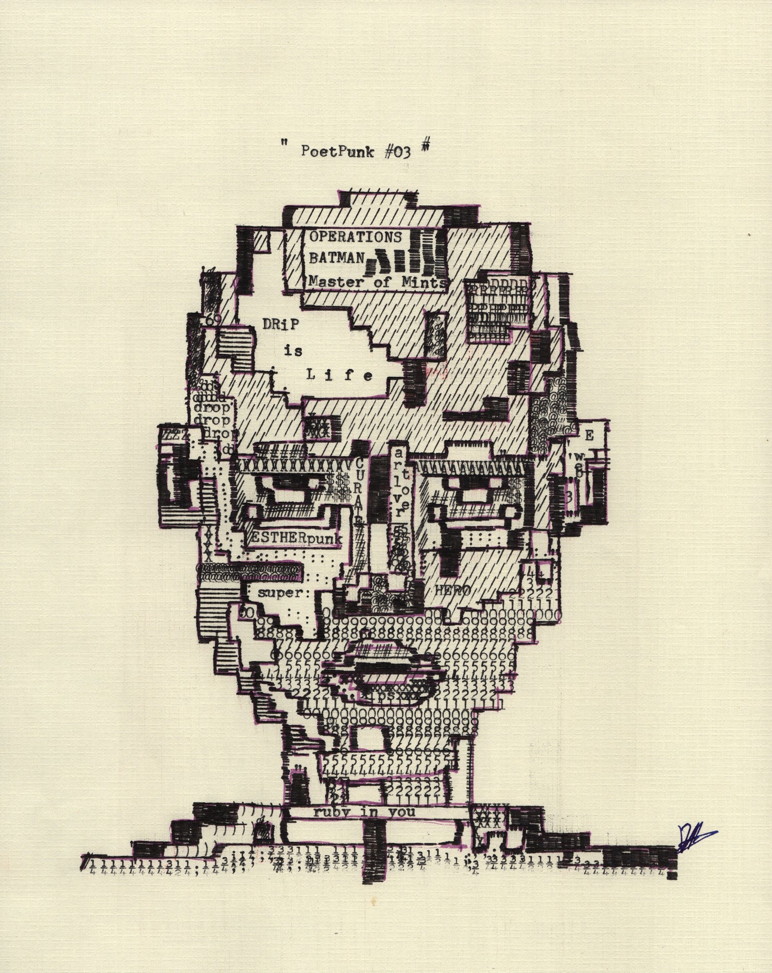 Poet Punk #3 original typewriter artwork by Degen Poet