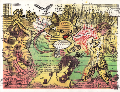 Raichu original typewriter artwork by Degen Poet