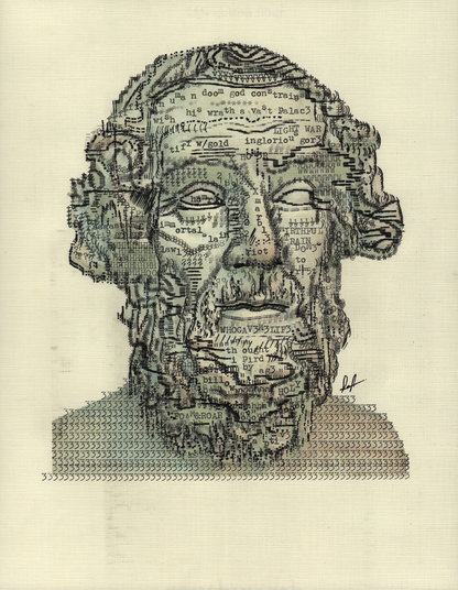 Homer original typewriter artwork by Degen Poet