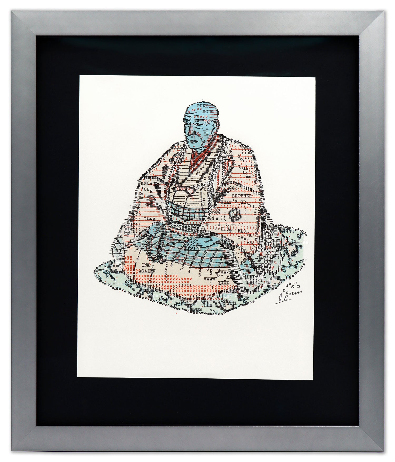 Punk Monk original typewriter artwork by Degen Poet