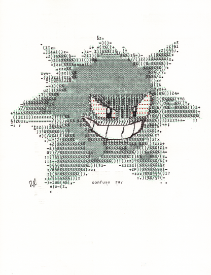 Gengar original typewriter artwork by Degen Poet