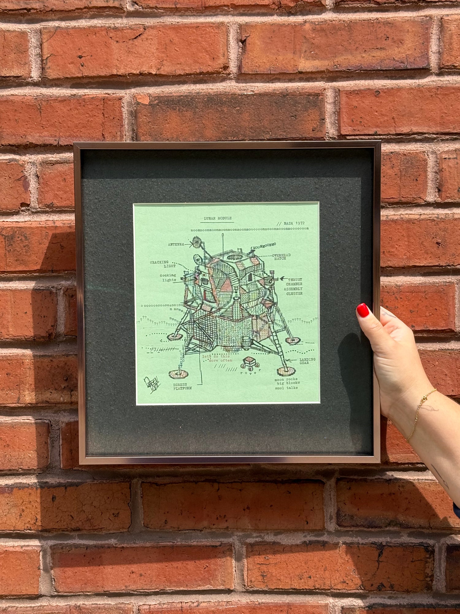 Lunar Module original typewriter artwork by Degen Poet