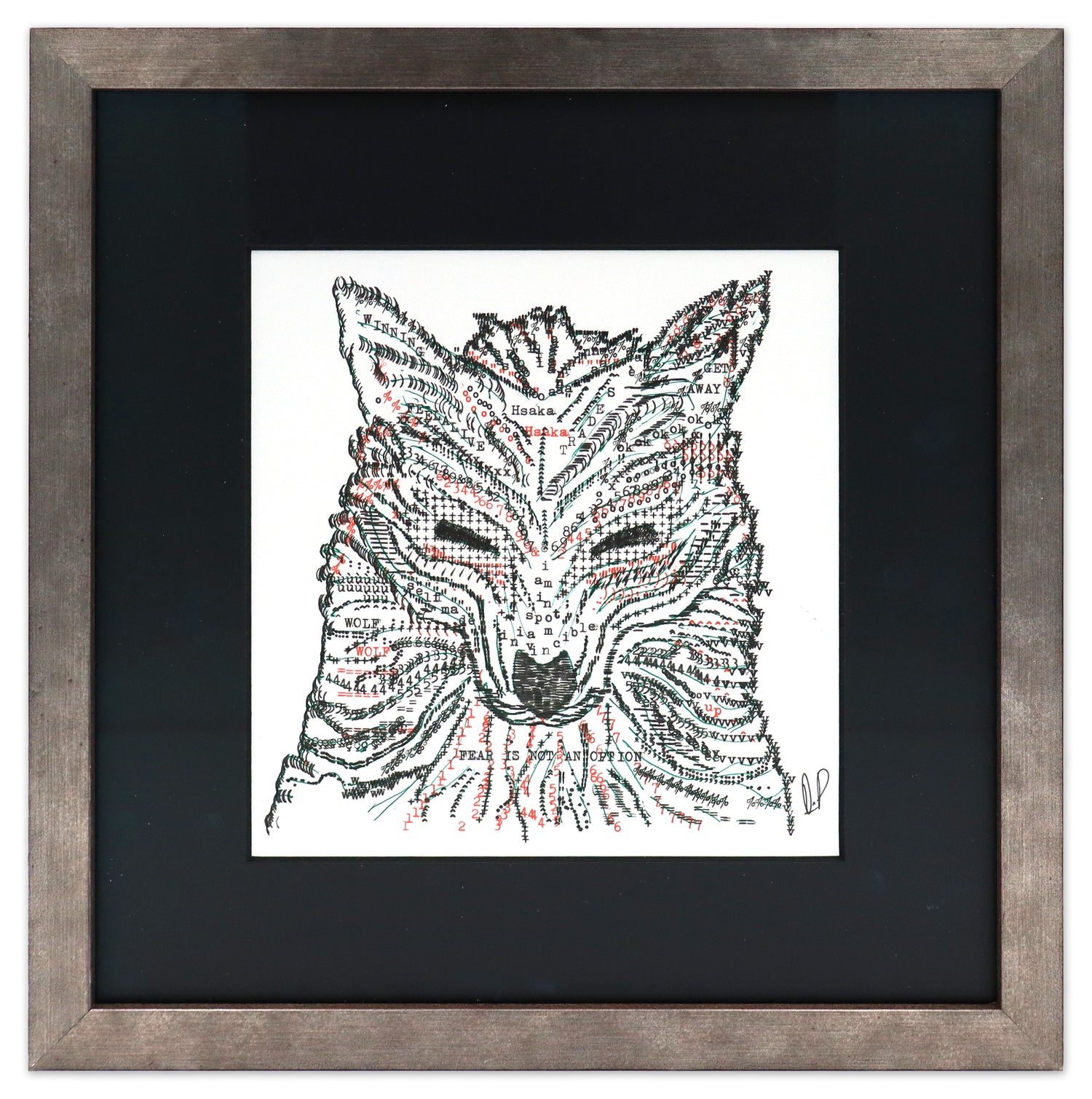Night Wolf original typewriter artwork by Degen Poet