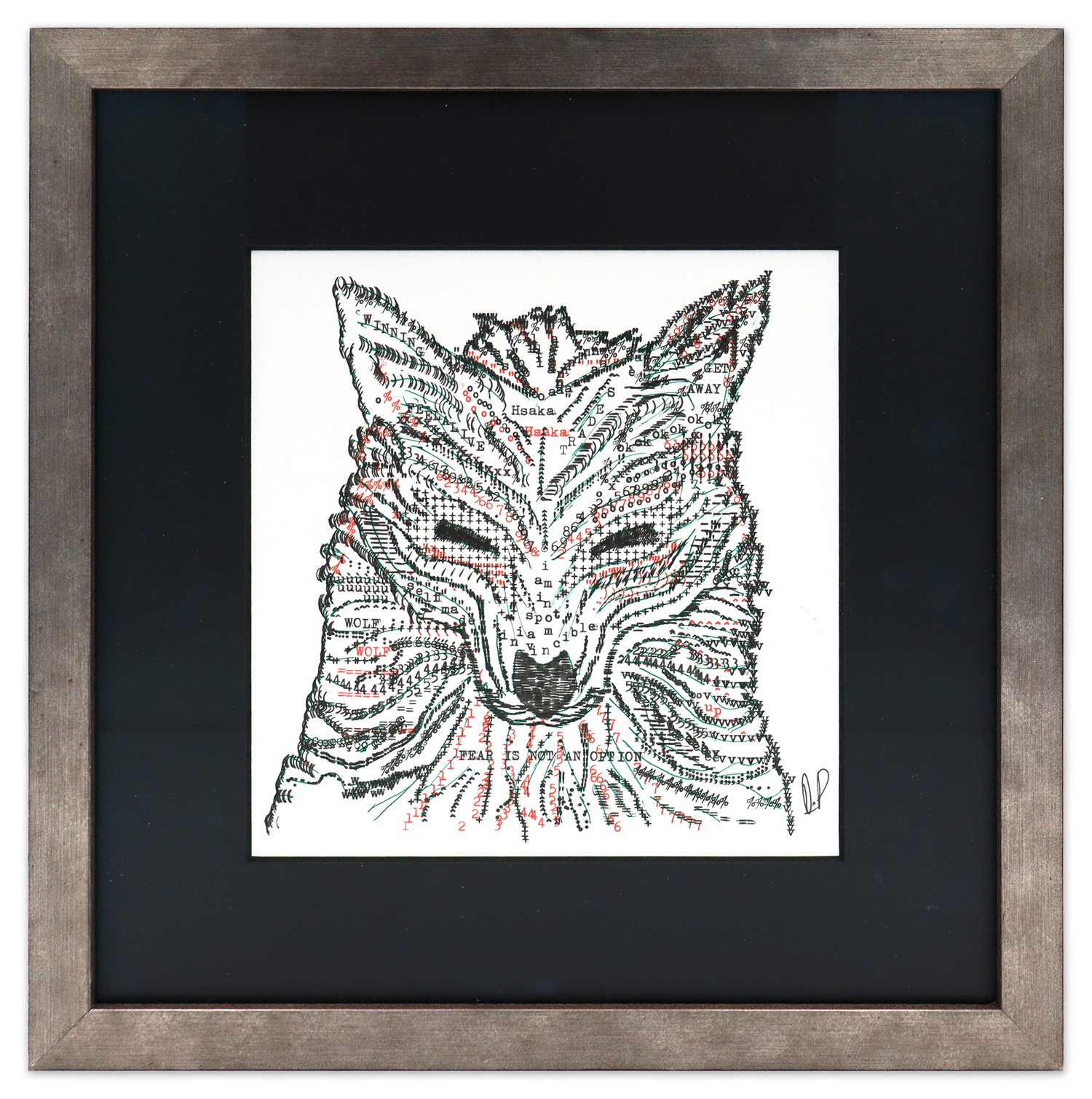 Night Wolf original typewriter artwork by Degen Poet