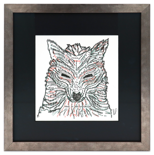 Night Wolf original typewriter artwork by Degen Poet