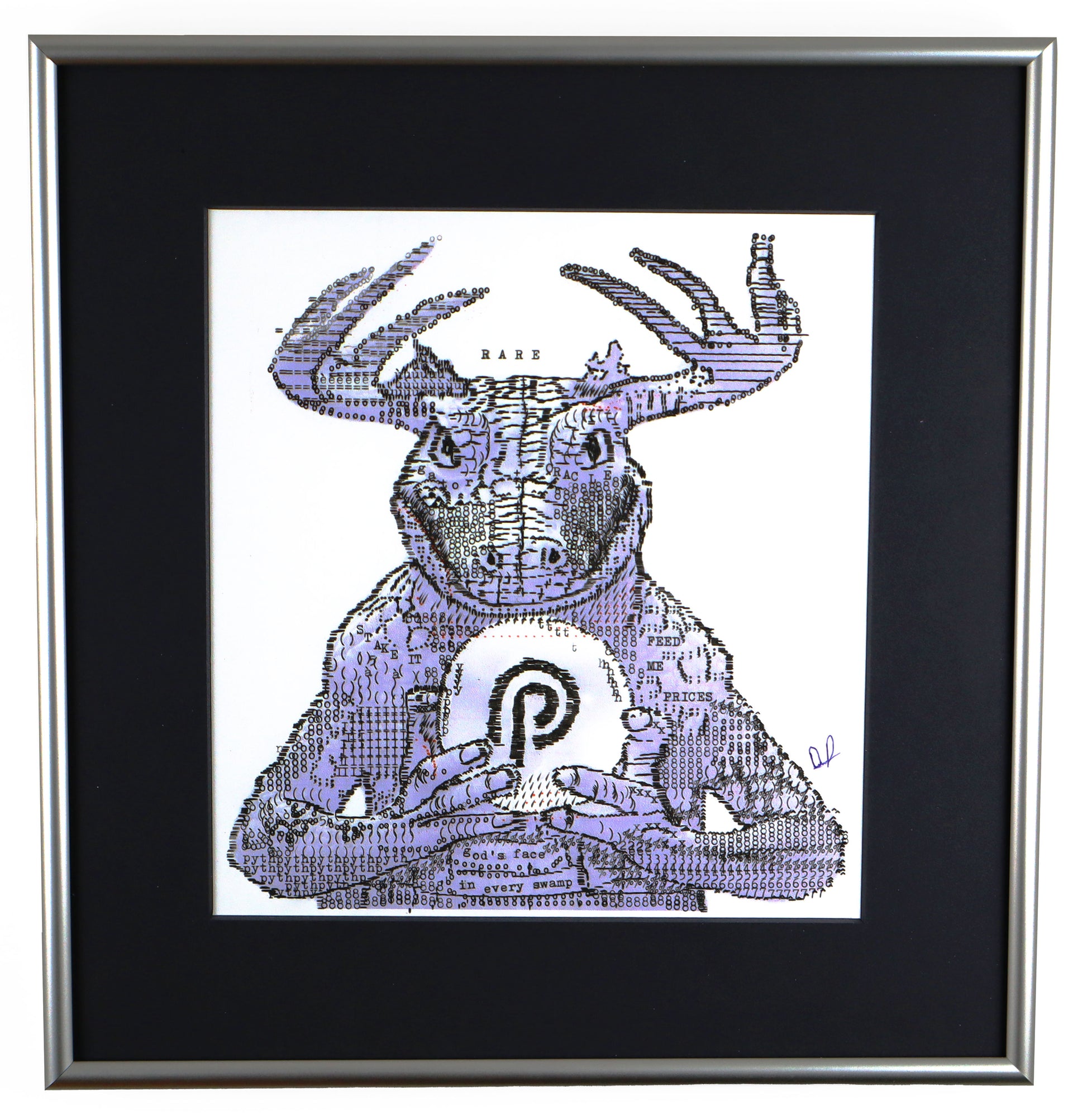 Danger Gator original typewriter artwork by Degen Poet