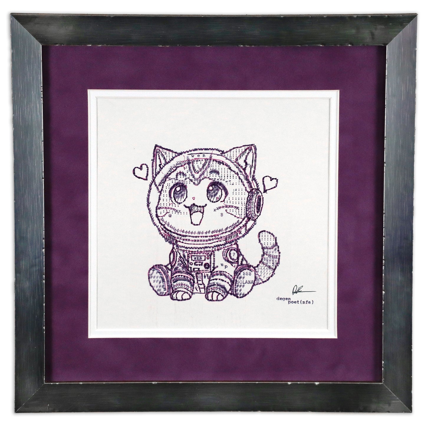 Wen Cat original typewriter artwork by Degen Poet