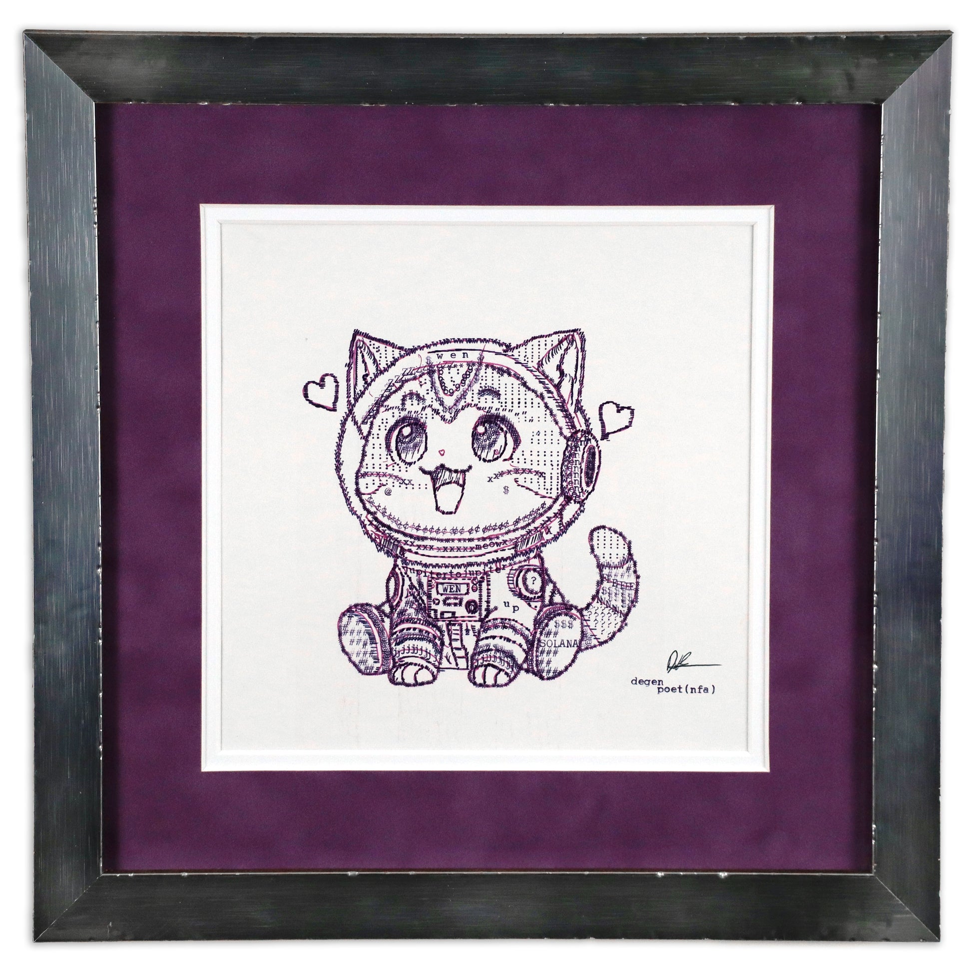 Wen Cat original typewriter artwork by Degen Poet