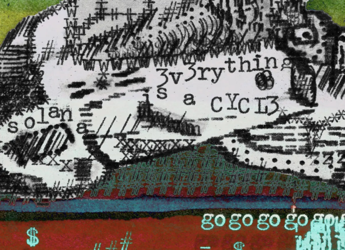 Degen Poet typewriter artwork crop collected by FlashKnob, Solana Crypto and Markets, 0019