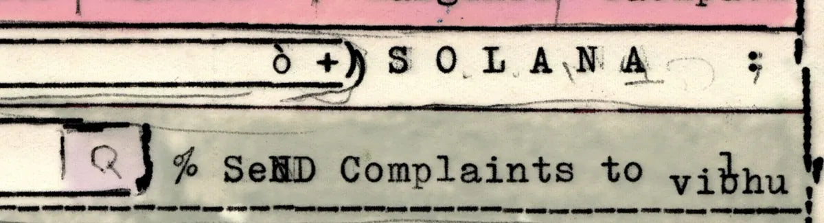 Degen Poet typewriter artwork crop collected by FlashKnob, Solana Crypto and Markets, 0073